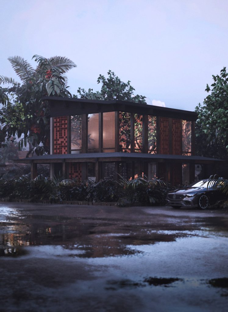 Digital visualization of a architectural home in Bali