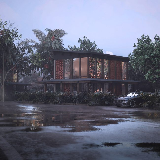 Digital visualization of a architectural home in Bali